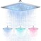 NeierThodore 12 LED Square Rainfall Shower Head Brushed Nickel Top Sprayer Shower Head WallCeiling Mounted