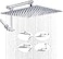 G-Promise GPromise All Metal 12 Inch Rain Shower Head with Adjustable Extension Arm Large Square Shower Head for SpaLike Rainfall Chrome