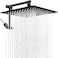 G-Promise GPromise All Metal 12 Inch Rain Shower Head with Adjustable Extension Arm Large Square Shower Head for SpaLike Rainfall Matte Black