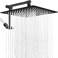 G-Promise GPromise All Metal 12 Inch Rain Shower Head with Adjustable Extension Arm Large Square Shower Head for SpaLike Rainfall Matte Black
