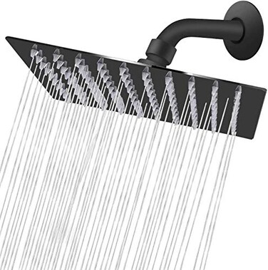 NearMoon Rain Shower Head High Flow Stainless Steel Square Rainfall Shower High Pressure Design Awesome Shower Experience Even At Low Water Flow 8 Inch Matte Black