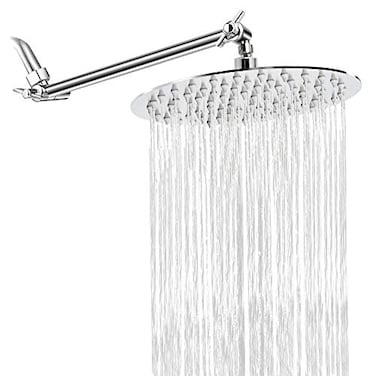 NearMoon Rain Shower Head with 11 Adjustable Arm High Pressure Stainless Steel Rainfall Shower UltraThin Design Pressure Boosting 8 Inch Chrome