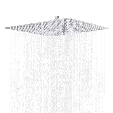 NearMoon Rain Shower Head High Flow Stainless Steel Square Rainfall Shower Waterfall Bath Shower Body Covering Ceiling or Wall Mount 16 Inch Chrome Finish