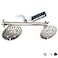 Proox Double Shower Head with Builtin Valve High Pressure 6 Setting Dual Shower Head Design for Couple on Walkin Bathroom or Single on Bathtub Bathroom Brushed Nickel