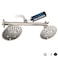 Proox Double Shower Head with Builtin Valve High Pressure 6 Setting Dual Shower Head Design for Couple on Walkin Bathroom or Single on Bathtub Bathroom Brushed Nickel