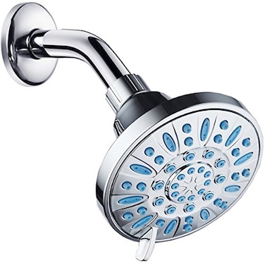 AquaDance AntiClog HighPressure 6setting Shower Head with Nozzle Protection from Growth of Grime for Stronger Shower ChromeWave Blue Jets