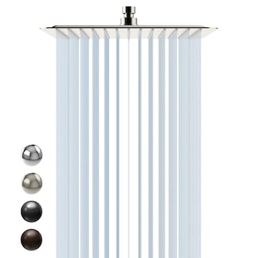 SR SUN RISE 12 Inch Rain Shower Head High Pressure Rainfall Showerhead Large Waterfall Shower Head Ultra Thin Water Saving Brushed Nickel 304 Stainless Steel