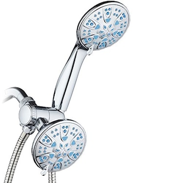 AquaDance for California Premium High Pressure Antimicrobial 30setting 3 Way Dual Handheld Shower Head Combo Stainless Steel Hose Water Diverter Chrome Finish