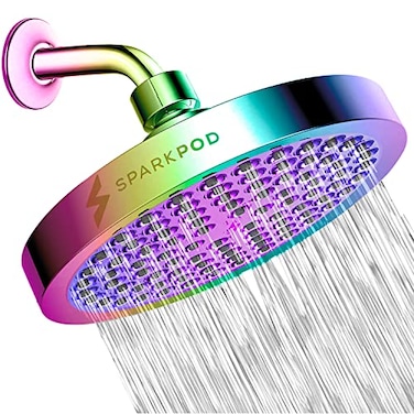SparkPod Shower Head High Pressure Rain Premium Quality Luxury Design Easy Clean Adjustable Replacement for Your Bathroom Shower Heads Radiant Rainbow 6 Inch Round
