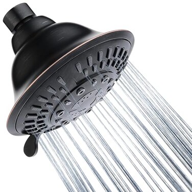 BRIGHT SHOWERS High Pressure Rain Showerhead 9 Spray Settings Shower Head Angle Adjustable Bathroom Showerhead 1Min Installation Oil Rubbed Bronze