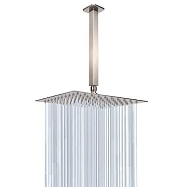 NearMoon Rain Shower Head With Shower Arm Ceiling Mount Square Shower Stainless Steel Ceiling Rainfall Showerhead Waterfall Full Body Coverage 8 Inch Brushed Nickel