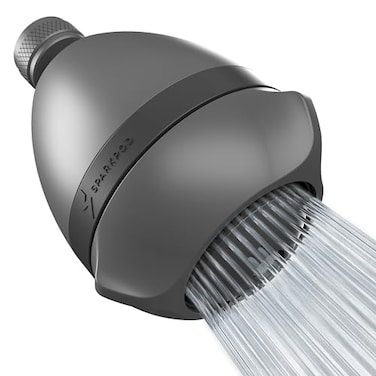 SparkPod 3Inch Extreme High Pressure Shower Heads Pressure Boosting with Rain Massage Pulsating Mode Powerful WaterSaving Showerhead 25 GPM Fixed Shower Head Charcoal Grey
