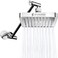 SparkPod Square Rain Shower Head with Extension Arm Height Adjustable Shower Head with High Pressure Performance Easy 1Minute Installation 6 Square Luxury Polished Chrome