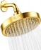 GURIN Shower Head Powerful High Pressure Rain Shower Head 6 Inch Luxury Rainfall Showerhead with Adjustable Angles 90 AntiClog Nozzles ToolFree 1Min Install Premium Gold Plated Finish