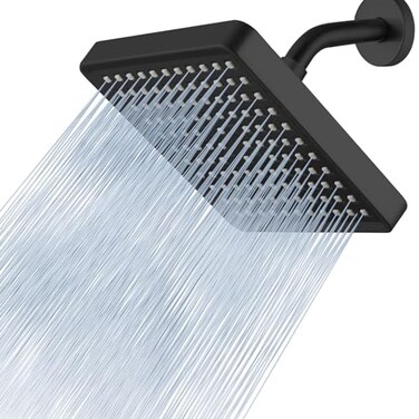 Voolan High Pressure Rain Shower Head Luxury Modern Look The Adjustable Replacement For Your Bathroom Showerhead 6 Square High Flow Pressure Boosting Showers Matte Black