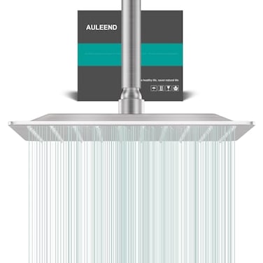 AULEEND Square Rain Shower Head High Flow Stainless SteelWork with any decorative styleAll Metal Rainfall Shower Head Brushed Nickel 10