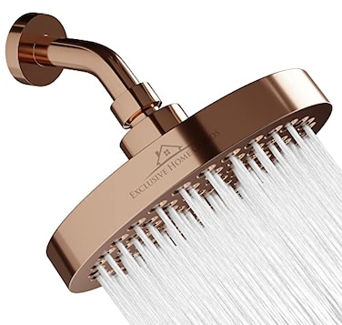 Heatsistence Rainfall Shower Head 6 High Pressure Shower Heads 18 GPM Shower Heads with AntiClog 90 Rubber Jets 360 Rotation Adjustable Shower Head Rustproof Bathroom Shower Head Rose Gold