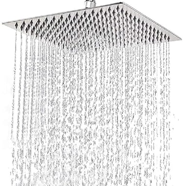 Xixitaihao High Pressure Rain Shower Head 304 Stainless Steel Large Rainfall Showerhead for Bathroom Easy to Install Awesome Shower Experience Square 12 inch