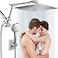 Beekim 12 Rain Shower Head Combo High Pressure Rainfall Shower Head with 16 Flexible Adjustment of HeightAngle Upgraded Extension Arm and 5 Setting Spray Handheld Shower Head Antileak Chrome