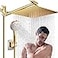 PinWin Shower Head12 Rain Shower Head with 11 Adjustable Extension Arm and 5 Settings High Pressure Handheld Shower Head ComboPowerful Shower Spray Against Low Pressure WaterBrushed Gold