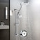 egretshower 75 Rotatable Dual Shower Head with Handheld Combo Kids Friendly Low 3Way Diverter Adjustable Slide Bar for Whole Family Use Enjoy High Pressure Rainfall Spa Shower Polished Chrome Finish