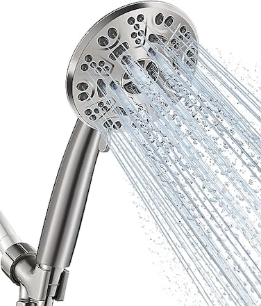 Cobbe 8Setting Handheld Shower Head Bathroom Showerhead Set Detachable Shower Heads with 5ft Stainless Steel Hose and Brass Swivel Bracket Brushed Nickel