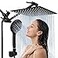 Tudoccy Shower Head 10 High Pressure Rainfall Shower HeadHandheld Shower Combo with 11 Extension Arm 9 Settings Antileak Head with Holder HeightAngle Adjustable Chrome Matte Black