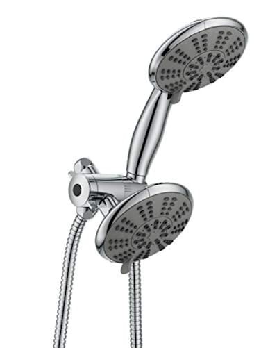 Ana Bath 5Inch AntiClog High Pressure 3Way LARGE Dual Shower Head with Handheld Spray 5Spray SettingBRASS CONNECTOR5 Ft Stainless Steel HoseAll Chrome SS5450CCP