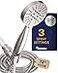 HammerHead Showers Solid Metal 3Spray Handheld Shower Head with Long Hose and Holder BRUSHED NICKEL 25 GPM High Pressure Shower Head with Handheld Sprayer WIDE MASSAGE and MIST Sprays