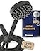 HammerHead Showers Solid Metal LOW FLOW Handheld Shower Head with Hose and Brass Holder MATTE BLACK Water Saving 175 GPM Detachable Shower Head Adjustable Shower Wand Bracket 6ft Hose