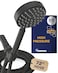 HammerHead Showers Solid Metal LOW FLOW Handheld Shower Head with Hose and Brass Holder MATTE BLACK Water Saving 175 GPM Detachable Shower Head Adjustable Shower Wand Bracket 6ft Hose