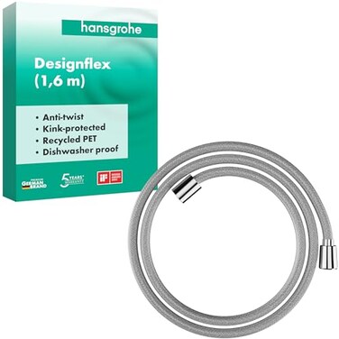 hansgrohe 28260000 DesignFlex Textile Chrome Handshower Hose 63inch