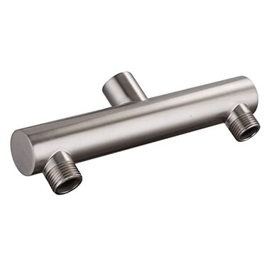 AZOS Double Outlet Shower Manifold Brushed Nickel Suitable for Dual Sprayer Showering System Can Connect Two Showerheads Double Enjoyment