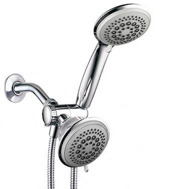 Dream Spa DreamSpa 36setting 3way Shower Head Removable Shower Wand and Fixed Shower Combination 5foot Flexible Steel Hose ToolFree Installation Gray Face Chrome Finish