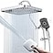 V-Frankness 13 Inch Rainfall Shower Head with MultiFunction Handheld Sprayer Combo 3Way Metal Extended Diverter with Holder and Metal Adjustable Curved Shower Extension Arm Extra Long Hose Chrome