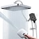 V-Frankness 13 Inch Rainfall Shower Head with MultiFunction Handheld Sprayer Combo 3Way Metal Extended Diverter with Holder and Metal Adjustable Curved Shower Extension Arm Extra Long Hose Chrome