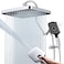 V-Frankness 13 Inch Rainfall Shower Head with MultiFunction Handheld Sprayer Combo 3Way Metal Extended Diverter with Holder and Metal Adjustable Curved Shower Extension Arm Extra Long Hose Chrome