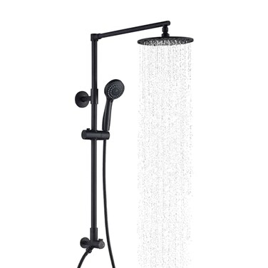 Fennocasa Polaris 3 Rain Shower System 8 Rainfall Shower Head and Handheld Shower Combo includes 3Setting Handheld Spray Height Adjustable Shower Wand Holder 60 Hose 25 GPM Matte Black
