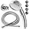 Marbrasse 3Settings Handheld High Pressure Showerhead with ONOff Full Shutoff Push ButtonWatersaving Camping Shower with Adjustable AngleVacuum Suction Shower Head Holder5 Feet Shower Hose