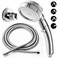 Marbrasse 3Settings Handheld High Pressure Showerhead with ONOff Full Shutoff Push ButtonWatersaving Camping Shower with Adjustable AngleVacuum Suction Shower Head Holder5 Feet Shower Hose
