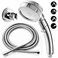 Marbrasse 3Settings Handheld High Pressure Showerhead with ONOff Full Shutoff Push ButtonWatersaving Camping Shower with Adjustable AngleVacuum Suction Shower Head Holder5 Feet Shower Hose