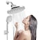 DSCD High Pressure 8 Rainfall Shower Head and Handheld Shower Heads Combo with 60 hose Punchfree Dual Powerful Shower Spray Detachable with Holder Chrome Regulator fit for High Low Water Flow