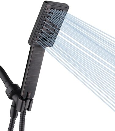 BRIGHT SHOWERS High Pressure Handheld Shower Head Set High Flow Hand Held Showerhead with 60 Long Stainless Steel Hose and Adjustable Wall Bracket 3 Spray Setting Shower Wand OilRubbed Bronze