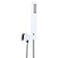 ENGA Square Solid Brass Hand Held Wand Shower Head with Wall Connector and Stainless Steel Hose Set Chrome