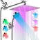 HUUKE LED Shower Head with High Pressure 10 Rain Shower Head 11 Adjustable Extension Arm Color Changing Based On Water Temperature Stainless Steel 60 Hose Chrome