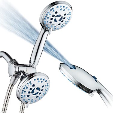 Hotel Spa AquaCare AsSeenOnTV High Pressure 48setting Rain Handheld 3way Shower Head Combo Anticlog NozzlesTub Tile Pet Power WashExtra Long 6 ft HoseAll Chrome Finish