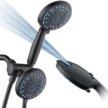 Hotel Spa AquaCare AsSeenOnTV High Pressure 48setting Rain Handheld 3way Shower Head Combo Anticlog NozzlesTub Tile Pet Power WashExtra Long 6 ft HoseMatte Black Finish