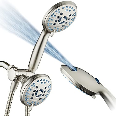 Hotel Spa AquaCare AsSeenOnTV High Pressure 48setting Rain Handheld 3way Shower Head Combo Anticlog NozzlesTub Tile Pet Power WashExtra Long 6 ft HoseSatin Nickel Finish