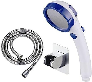 KAIYING DrillFree High Pressure Handheld Shower Head with ONOFF Pause Switch 3 Spray Modes Water Saving Showerhead Detachable ShowerHead HShower Head White BlueBracketHose
