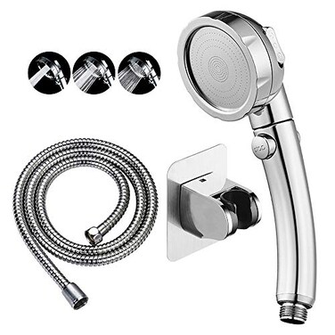 KAIYING DrillFree High Pressure Handheld Shower Head with ONOFF Pause Switch 3 Spray Modes Water Saving Showerhead Detachable Puppy Shower Accessories MShower Head ChromeBracketHose